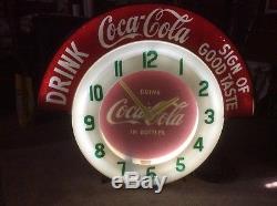 1950s Drink Coca Cola In Bottles Sign Of Good Taste Neon Outdoor Electric Clock