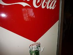 1950s HUGE Vertical Drink Coca-Cola Refresh Advertising Sign RARE BOTTLE ARROW