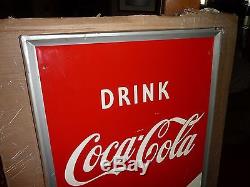1950s HUGE Vertical Drink Coca-Cola Refresh Advertising Sign RARE BOTTLE ARROW