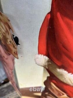 1950s Original COCA-COLA 3-D Santa Claus Christmas Coke Store Display Soda Sign