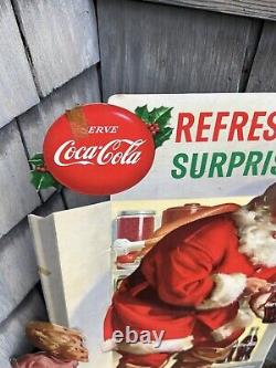1950s Original COCA-COLA 3-D Santa Claus Christmas Coke Store Display Soda Sign