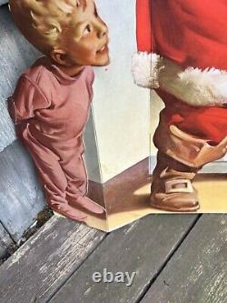 1950s Original COCA-COLA 3-D Santa Claus Christmas Coke Store Display Soda Sign