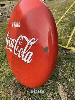 1950s Original Coca-Cola Button Porcelain Sign 24 Inch