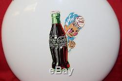 1950s Original Coca-Cola Decal on White Version Tin Button Coke Sign