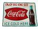 1950s Original Coca Cola ENJOY BIG KING SIZE Vintage Metal Sign