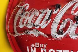 1950s Original Coca-Cola Round Tin neon Coke Soda Advertising sign