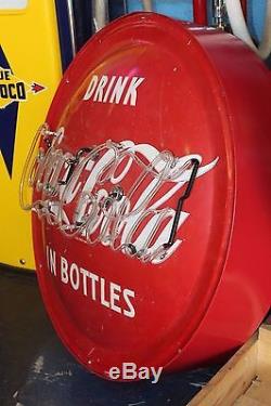 1950s Original Coca-Cola Round Tin neon Coke Soda Advertising sign