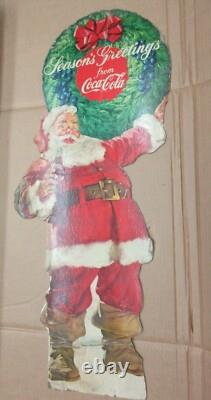 1950s Season Coca Cola Holiday Santa Christmas Cardboard Sign