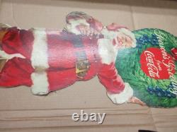 1950s Season Coca Cola Holiday Santa Christmas Cardboard Sign