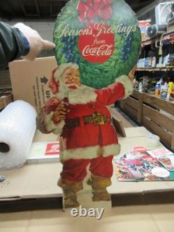 1950s Season Coca Cola Holiday Santa Christmas Cardboard Sign