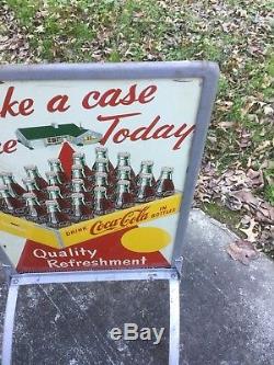 1950s Sidewalk Frame Take a case home Today Tin Sign Coca Cola VERY RARE