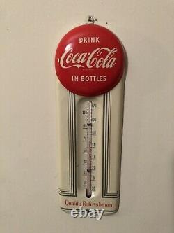 1950s Vintage COCA COLA Red Button Thermometer 9++ Sign