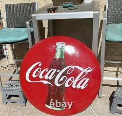 1950s Vintage Coca Cola Porcelain 36 Bottle Button Sign Been Touched Up