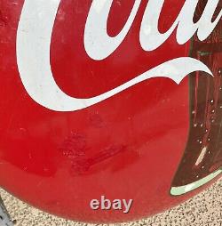 1950s Vintage Coca Cola Porcelain 36 Bottle Button Sign Been Touched Up