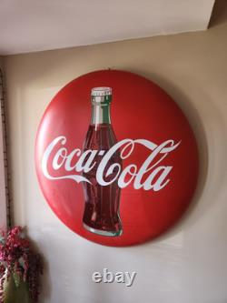 1950s Vintage Coca Cola Porcelain Round Button 48 Inches Beautiful Cdt