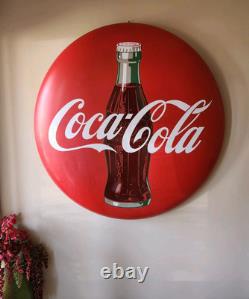 1950s Vintage Coca Cola Porcelain Round Button 48 Inches Beautiful Cdt