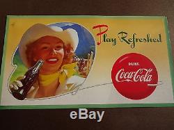 1951 Coca-Cola Double-Sided Cardboard Sign-Circus/Cowgirl Images