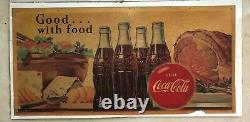 1951 Vintage Original Large Coca Cola Cardboard Sign 56 x 27 VG Condition