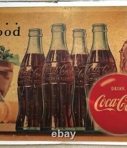 1951 Vintage Original Large Coca Cola Cardboard Sign 56 x 27 VG Condition