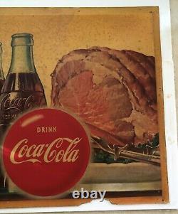 1951 Vintage Original Large Coca Cola Cardboard Sign 56 x 27 VG Condition