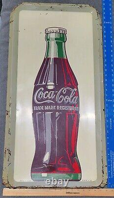 1952 Coca-Cola Pressed Tin Sign AAW 3-52 (36 x 17 1/2)