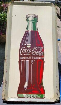 1952 Coca-Cola Pressed Tin Sign AAW 3-52 (36 x 17 1/2)