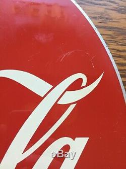 1953 Coca Cola 2 Sided Metal Flange Sign Very Nice, Some Light Surface Scratches