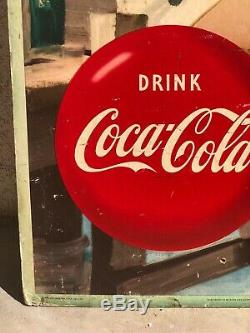 1953 Coca Cola CARDBOARD SIGN WHAT YOU WANT IS A COKE. FISHING