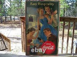 1953 Coca Cola Coke Cardboard Sign Easy Hospitality Framed Under Glass