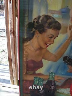 1953 Coca Cola Coke Cardboard Sign Easy Hospitality Framed Under Glass