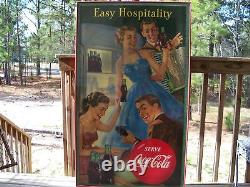 1953 Coca Cola Coke Cardboard Sign Easy Hospitality Framed Under Glass