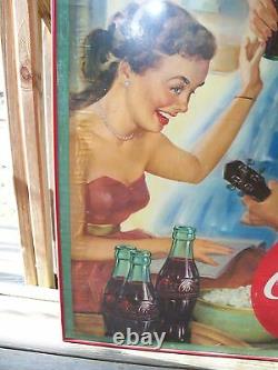 1953 Coca Cola Coke Cardboard Sign Easy Hospitality Framed Under Glass