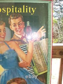 1953 Coca Cola Coke Cardboard Sign Easy Hospitality Framed Under Glass