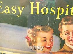 1953 Coca Cola Coke Cardboard Sign Easy Hospitality Framed Under Glass