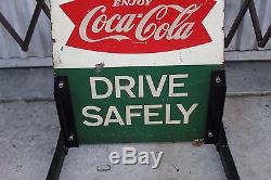 1954 COCA COLA Coke FISHTAIL SCHOOL CROSSING Wood Advertising Curb SIGN