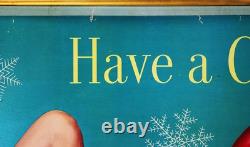 1955 Coca Cola Double Sided Cardboard Sign Wooden Kay Frame 63 Inches Long