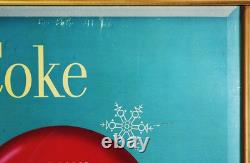 1955 Coca Cola Double Sided Cardboard Sign Wooden Kay Frame 63 Inches Long