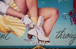 1955 Coca Cola Double Sided Cardboard Sign Wooden Kay Frame 63 Inches Long