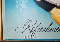 1955 Coca Cola Double Sided Cardboard Sign Wooden Kay Frame 63 Inches Long