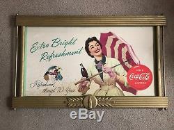 1955 Coca Cola Litho Double Sided Sign with Original Wooden Kay Frame GOOD COND