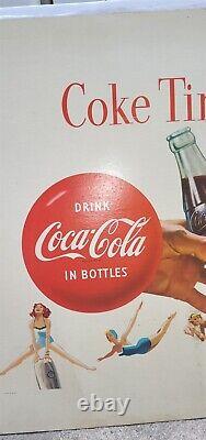 1955 Coca-cola Large Cardboard Coke Time Truck Poster 66 X 32