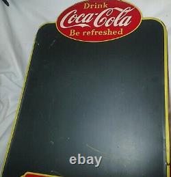 1955 Vintage Canada Coca Cola Soda Metal Chalk Menu Board Sign Non Porcelain USA