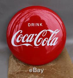 1956 12 DRINK COCA COLA Coke Button Sign AM SIGN CO New Old Stock