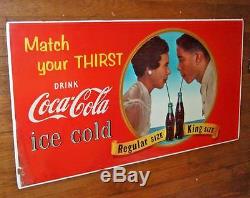1956 (dated) Coca-Cola cardboard signMatch your thirstAfrican American couple