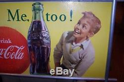 1957 Rare Coca Cola Me too! Cardboard Advertisement Display in Original Frame