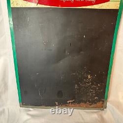 1958-1960s Coca-Cola Fishtail Logo Sign Metal Chalkboard Refreshing New Feeling
