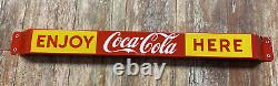 1959 Coca Cola porcelain sign door push 31 wide original Canada P&M nice