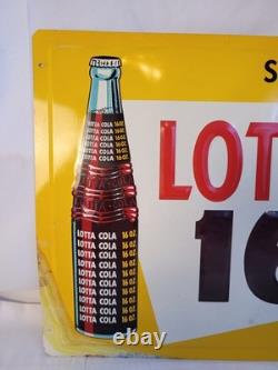 1959 Lotta Cola 16oz Embossed Metal Sign
