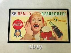 1959, Vintage, Original, Scarce Coke Cardboard Sign, Be Really Refreshed! , VG+