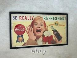 1959, Vintage, Original, Scarce Coke Cardboard Sign, Be Really Refreshed! , VG+